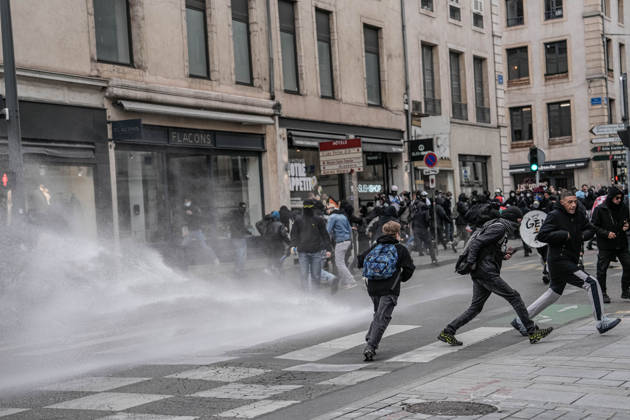 Police intervene in demonstrators amid ongoing protests in Nancy NANCY, FRANCE - OCTOBER 24: Police clash with protesters with water cannons and tear gas during a demonstration amid ongoing social and political tensions in Nancy, France, on October 24, 2026. Muhammed Said Tako Anadolu Nancy France. Editorial use only. Please get in touch for any other usage.  Copyright: x2026xAnadoluxMuhammedxSaidxTakox