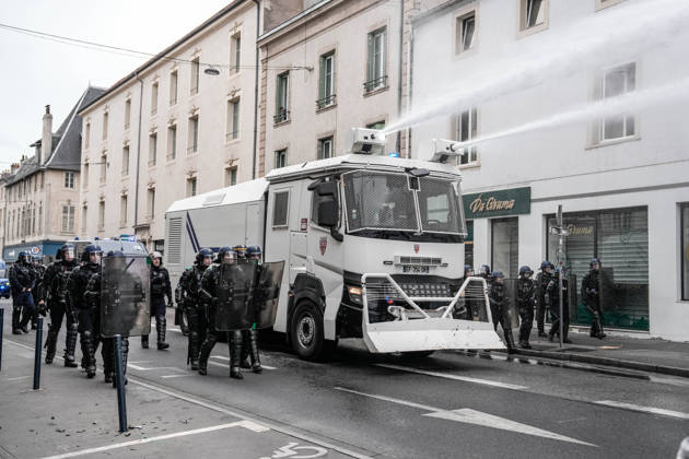 Police intervene in demonstrators amid ongoing protests in Nancy NANCY, FRANCE - OCTOBER 24: Police clash with protesters with water cannons and tear gas during a demonstration amid ongoing social and political tensions in Nancy, France, on October 24, 2026. Muhammed Said Tako Anadolu Nancy France. Editorial use only. Please get in touch for any other usage.  Copyright: x2026xAnadoluxMuhammedxSaidxTakox