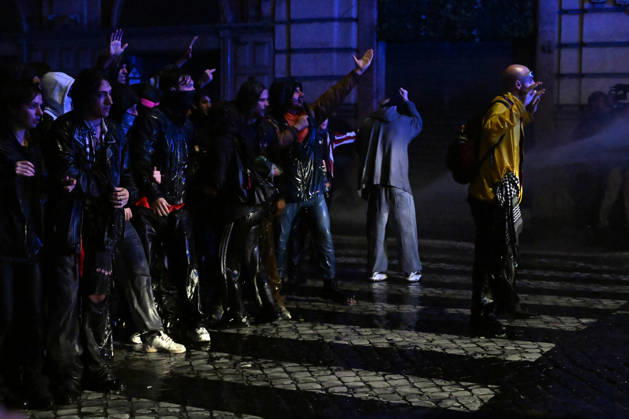 Demonstration against the government in Rome ROME, ITALY - OCTOBER 24: Police officers and water cannon vehicles block a road as anti-government protesters attempt to march toward the prime minister s office, on October 24, 2026 in Rome, Italy. Demonstrators taking part in the protest came face to face with security forces as police prevented them from advancing. Baris Seckin Anadolu Rome Italy. Editorial use only. Please get in touch for any other usage.  Copyright: x2026xAnadoluxBarisxSeckinx