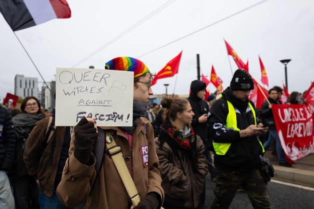 Yellow Vests Protest Act II - Paris Demonstrators take part in a protest against the rising cost of living in Paris, France, on October 24, 2026, marching from Porte d’Italie to Porte de Vincennes after authorities changed the originally agreed route.Photo by Shana Abitbol ABACAPRESS.COM Paris France  Copyright: xAbitbolxShanax xABACAx