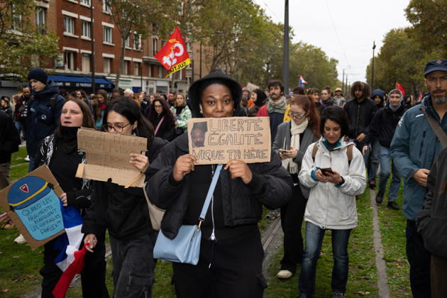 Yellow Vests Protest Act II - Paris Demonstrators take part in a protest against the rising cost of living in Paris, France, on October 24, 2026, marching from Porte d’Italie to Porte de Vincennes after authorities changed the originally agreed route.Photo by Shana Abitbol ABACAPRESS.COM Paris France  Copyright: xAbitbolxShanax xABACAx