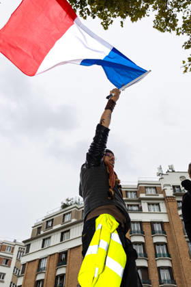 Yellow Vests Protest Act II - Paris Demonstrators take part in a protest against the rising cost of living in Paris, France, on October 24, 2026, marching from Porte d’Italie to Porte de Vincennes after authorities changed the originally agreed route.Photo by Shana Abitbol ABACAPRESS.COM Paris France  Copyright: xAbitbolxShanax xABACAx