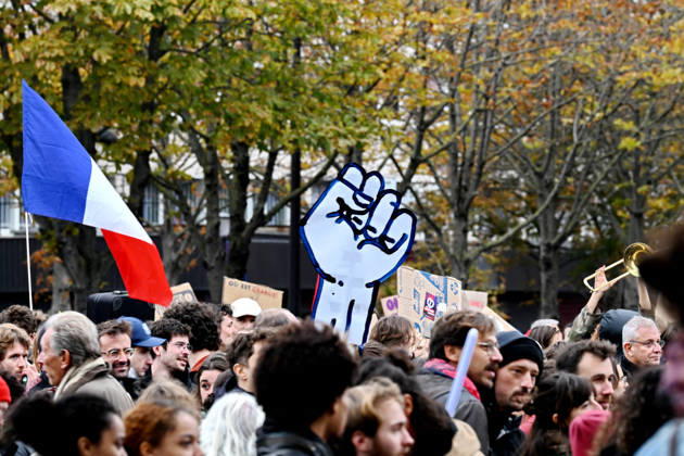 Yellow Vests Protest Act II - Paris Demonstration in favor of purchasing power, the protection of public services, and fiscal and social justice, as part of a nationwide call for mobilisation bringing together former members of the Yellow Vest movement, labor unions, high school and university students. in Paris on October 24, 2026. Photo by Karim Ait Adjedjou ABACAPRESS.COM Paris France  Copyright: xAitxAdjedjouxKarim ABACAx