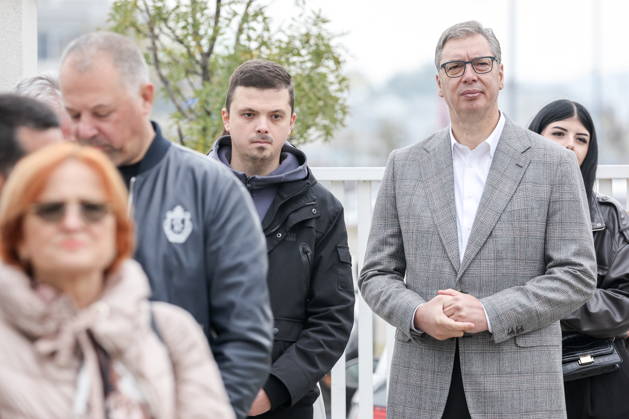SERBIA, BELGRADE - OCTOBER 25, 2026: Former Serbian president Aleksandar Vucic (R front) queues at a polling station during the 2026 Serbian parliamentary election. On 25 October, the Serbs went to the polls to elect members of the country s unicameral parliament, Narodna Skupshtina. Alexander Ryumin TASS  99928491