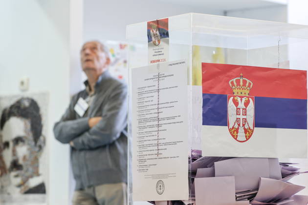 SERBIA, BELGRADE - OCTOBER 25, 2026: An electoral official is seen at a polling station during the 2026 Serbian parliamentary election. On 25 October, the Serbs went to the polls to elect members of the country s unicameral parliament, Narodna Skupshtina. Alexander Ryumin TASS  99928492